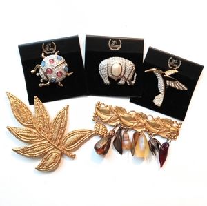 Vintage Brooches 5pcs Kate Hines Vellano Dauplaise